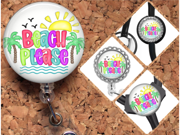 Beach Badge Reel Retractable Lanyard Badge Holder Carabiner Id Holder Stethoscope Tag Summer Summer Badge Reel Gift Mylar B1126