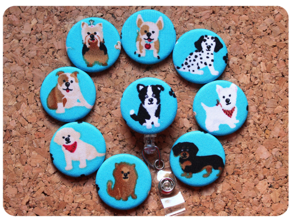 Border Collie Fabric Badge Reel, Retractable Lanyard ID Holder, Brooch Pin, Key Ring, Zipper Pull, Bookmark Planner Clip, Magnet   F120-9