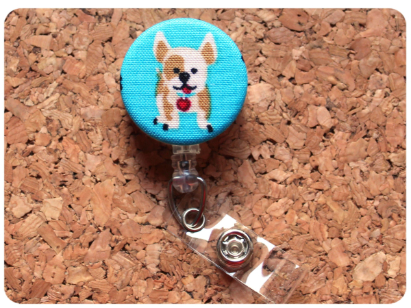Dog Fabric Badge Reel, Retractable Lanyard ID Holder, Brooch Pin, Key Ring, Zipper Pull, Bookmark Planner Clip, Magnet   F120-4