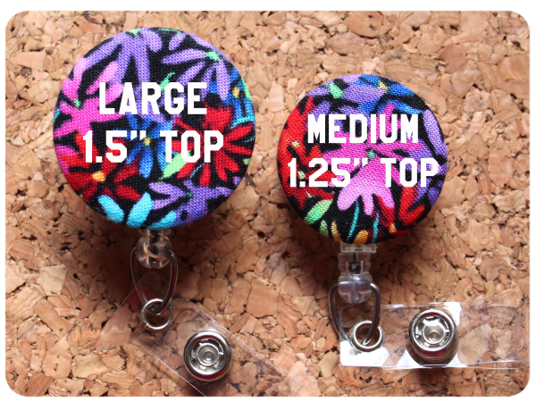 Fabric Floral Badge Reel, Retractable Lanyard ID Holder, Brooch Pin, Key Ring, Zipper Pull, Bookmark Planner Clip, Magnet   F102