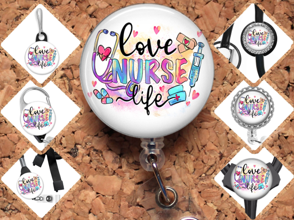 Nurse Badge Reel Id Holder, Retractable Lanyard, Carabiner, Zipper Pull, Stethoscope ID Tag, Key Ring, Brooch Pin, Paperclip Bookmark 8023