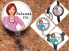 Nurse Badge Reel, Personalized Retractable ID Holder, Red Hair Caucasian Customized Lanyard, Carabiner, Stethoscope, Mylar N1073