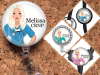Nurse Badge Reel, Personalized Retractable ID Holder, Blond Hair Caucasian Customized Lanyard, Carabiner, Stethoscope, Mylar N1072
