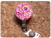 Fabric Floral Badge Reel, Retractable Lanyard ID Holder, Brooch Pin, Key Ring, Zipper Pull, Bookmark Planner Clip, Magnet   F107