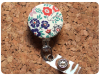 Fabric Floral Badge Reel, Retractable Lanyard ID Holder, Brooch Pin, Key Ring, Zipper Pull, Bookmark Planner Clip, Magnet   F104
