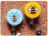 Fabric Bee Badge Reel, Retractable Lanyard ID Holder, Brooch Pin, Key Ring, Zipper Pull, Bookmark Planner Clip, Magnet   F118 - F119
