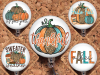 Fall Badge Reel, Retractable Lanyard Badge Reel, Carabiner, Wild about Fall,  Just a Girl who Loves Fall, Pumpkin Id Holder Mylar 8022