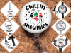 Chillin with my Snowmies Badge Reel, Retractable Lanyard Badge Holder, Carabiner, Christmas Id Holder,  Gift for Nurses Mylar 8061