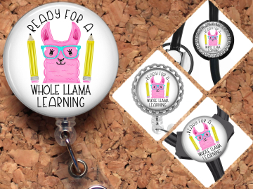 Teacher Llama Badge Reel Retractable Lanyard Badge Holder Carabiner Id Holder Stethoscope Tag School Badge Reel Gift Mylar B1098
