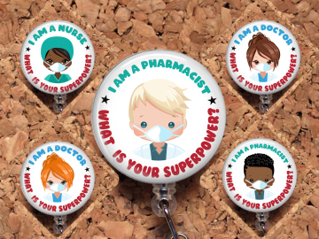 Pharmacist Badge Reel Retractable Doctor Lanyard Badge Holder Nurse Carabiner Id Holder Stethoscope Tag Gifts for Nurses  Mylar