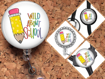 School Badge Reel Retractable Lanyard Badge Holder Carabiner Id Holder Teacher Badge Reel Back to School Gift Mylar B1106