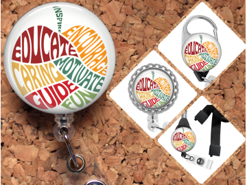 Teacher Badge Reel Retractable Lanyard Badge Holder Carabiner Id Holder Stethoscope Tag School Nurse Badge Reel Gift Mylar 8020