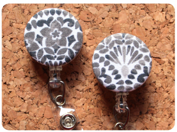 Fabric Floral Badge Reel, Retractable Lanyard ID Holder, Brooch Pin, Key Ring, Zipper Pull, Bookmark Planner Clip, Magnet   F112