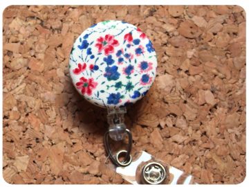 Fabric Floral Badge Reel, Retractable Lanyard ID Holder, Brooch Pin, Key Ring, Zipper Pull, Bookmark Planner Clip, Magnet   F105