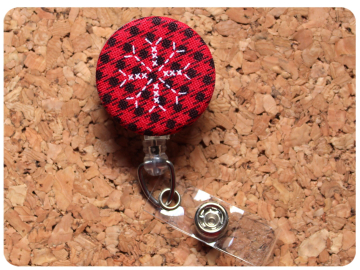 Plaid Snowflake Badge Reel, Retractable Lanyard ID Holder, Brooch Pin, Key Ring, Zipper Pull, Bookmark Planner Clip, Magnet, Blue   F111