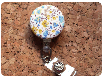 Fabric Floral Badge Reel, Retractable Lanyard ID Holder, Brooch Pin, Key Ring, Zipper Pull, Bookmark Planner Clip, Magnet   F108
