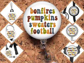 Fall Badge Reel, Cute Id Holder, Pumpkin Badge Reel Nurse, Badge Reel Medical, Badge Holder, Carabiner, Zipper Pull, Key Ring, Pin,  8051