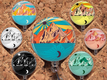 Mountain Badge Reel Retractable Lanyard Badge Holder Carabiner Id Holder Stethoscope Tag Summer Summer Badge Reel Gift Mylar 8004