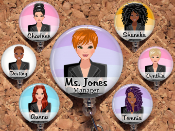 Business Woman Badge Reel, Lanyard, Carabiner  8067