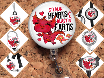 Valentine Dragon Badge Reel ID Holder, 8084