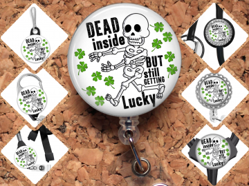 Lucky Skeleton Badge Reel ID Holder, 8085