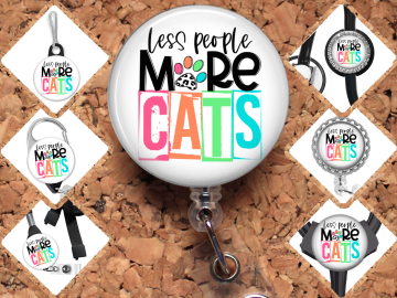 Less People More Cats Badge Reel Id Holder 8094