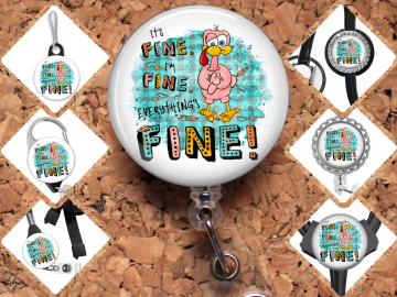 Turkey It's Fine I'm Fine Badge Reel Id Holder 8097