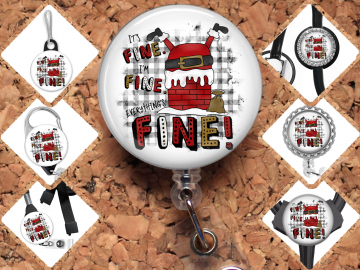 Santa It's Fine I'm Fine Badge Reel Id Holder 8099