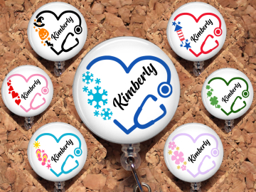 A year of Stethoscopes Badge Reel Id Holder 8106