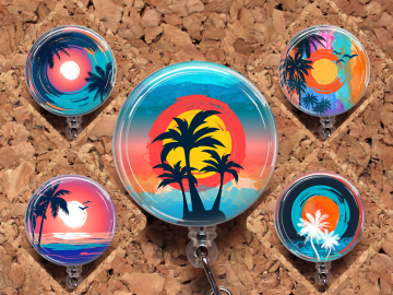 Beach Sunset Design Badge Reel Id Holder 8112