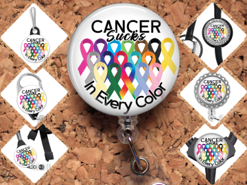 All Cancer Suck Badge Reel Id Holder 8114