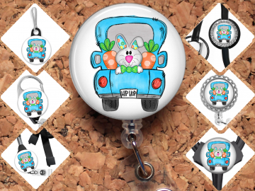 Easter Bunny Truck Badge Reel Id Holder 8118
