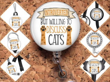 Introvert but Willing to Discuss Cats  Badge Reel Id Holder 8120