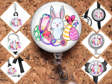 Easter Bunny Nurse Badge Reel Id Holder 8121