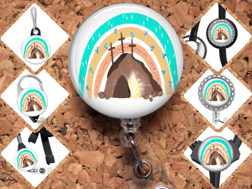 Easter Rainbow Three Cross Badge Reel Id Holder 8123