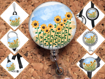 Ukraine Sunflower Badge Reel Id Holder 8124