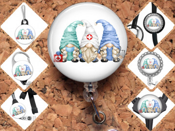 Medical Gnome Trio  Badge Reel Id Holder 8128