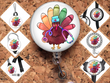 Medical Thanksgiving Turkey Badge Reel Id Holder 8130