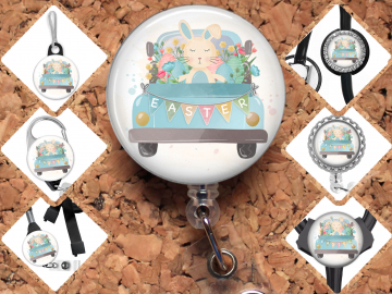 Easter Bunny Truck Badge Reel Id Holder 8135