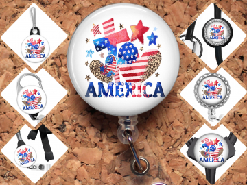 Patriotic America Red White and Blue Badge Reel Id Holder 8140