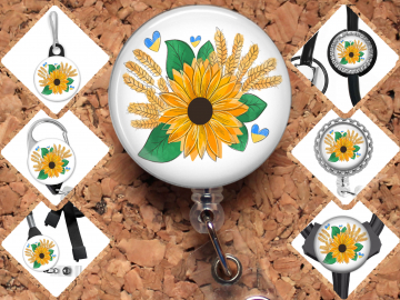 Ukraine Sunflower Badge Reel Id Holder 8141
