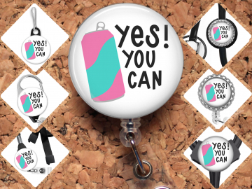 Yes! You Can  - Punny Badge Reel Id Holder - 8163