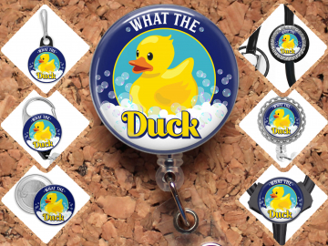 What the Duck?  Badge Reel Id Holder, Badge Pin, Magnet, Lanyard, Stethoscope Tag 8189