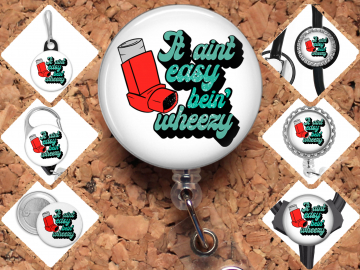 Inhaler Respiratory Therapist Badge Reel Id Holder, Badge Pin, Magnet, Lanyard, Stethoscope Tag 8191