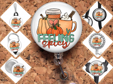 Feeling Spicy Fall Badge Reel Id Holder, Badge Pin, Magnet, Lanyard, Stethoscope Tag 8201