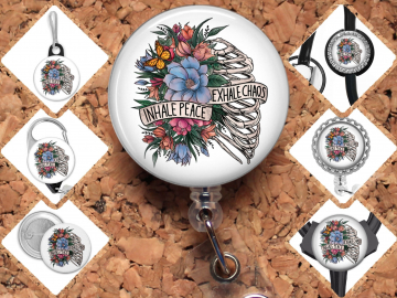 Inhale Peace, Exhale Chaos Badge Reel Id Holder, Badge Pin, Magnet, Lanyard, Stethoscope Tag 8217