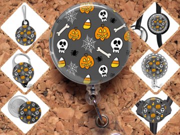 Halloween Badge Reel Id Holder, Badge Pin, Magnet, Lanyard, Stethoscope Tag 8223
