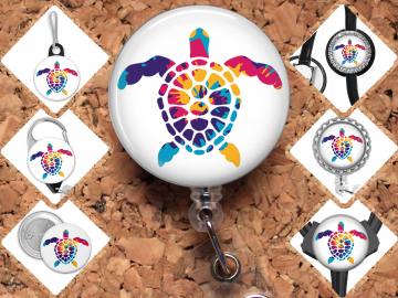 Sea Turtle Badge Reel Id Holder, Badge Pin, Magnet, Lanyard, Stethoscope Tag 8224