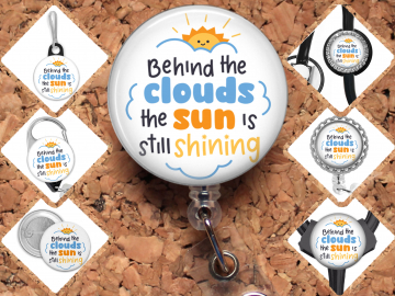 Sun and Clouds Mental Health Badge Reel Id Holder, Badge Pin, Magnet, Lanyard, Stethoscope Tag 8226