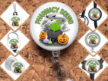 Pharmacy Squad Cauldron Badge Reel Id Holder, Badge Pin, Magnet, Lanyard, Stethoscope Tag 8234